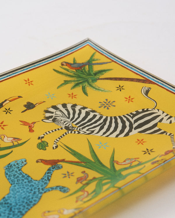 Italian Yellow Jungle Rectangular Glass Dish