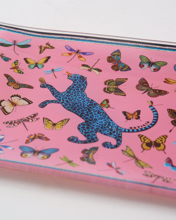 Italian Pink Jungle Rectangular Glass Dish