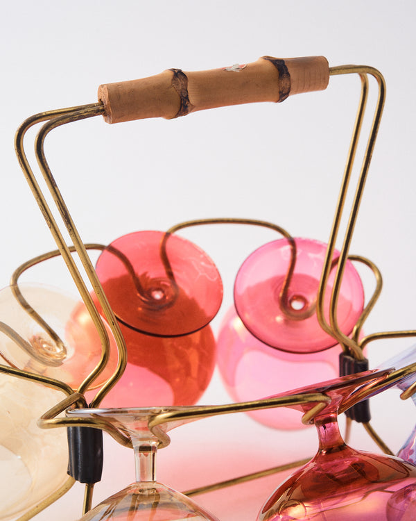 Iridescent Mulberry Rainbow Balloon Glasses w/ Bamboo Carrier