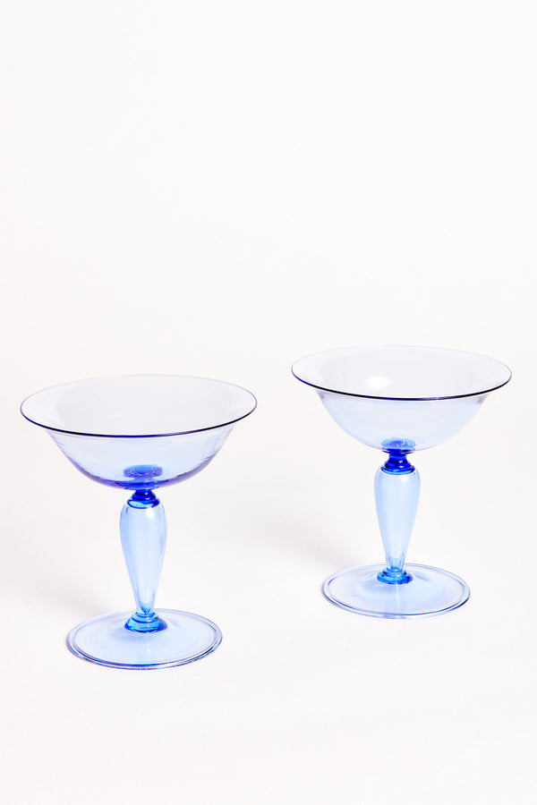 Fine Venetian Blue Coupe Cocktail Glass
