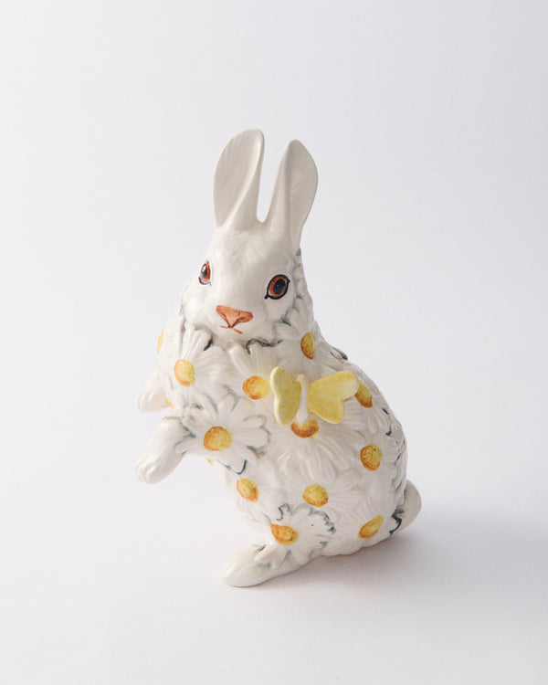 Hand Painted Ceramic Daisy Bunny