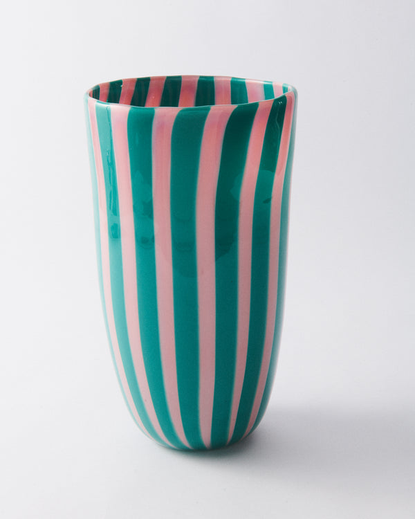 Italian Murano Green & Pink Vase
