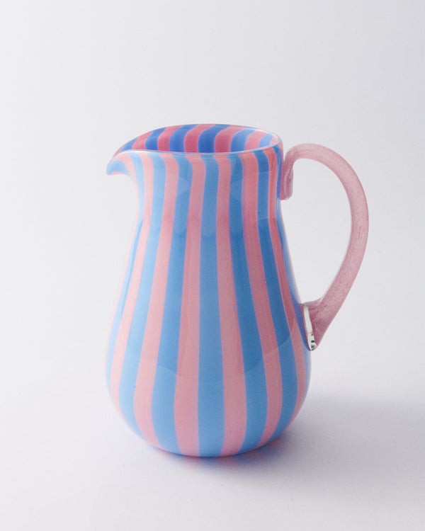 Pink & Lilac Candy Stripe Murano Glass Pitcher