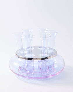 1970s Lavender Vodka Shot Glass Set and Bowl