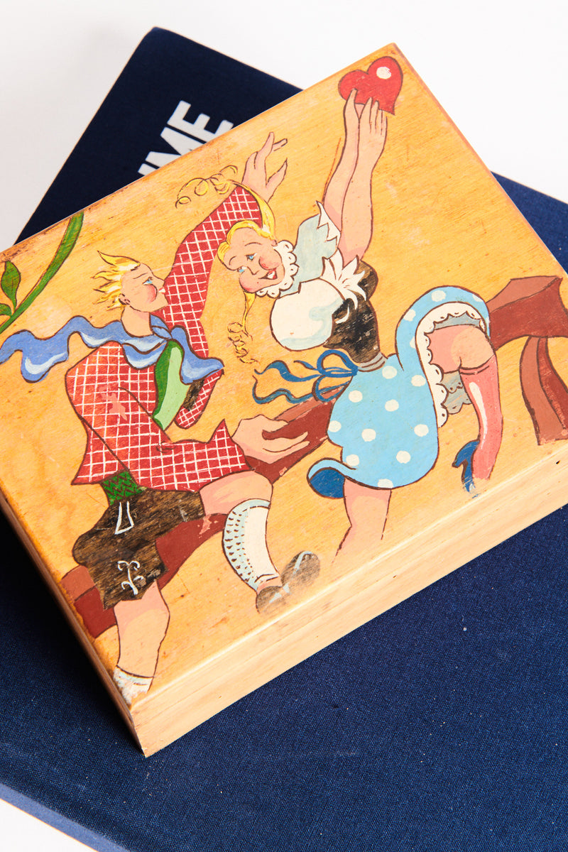Rare 1920's Italian Playful Couple Hand Painted Box