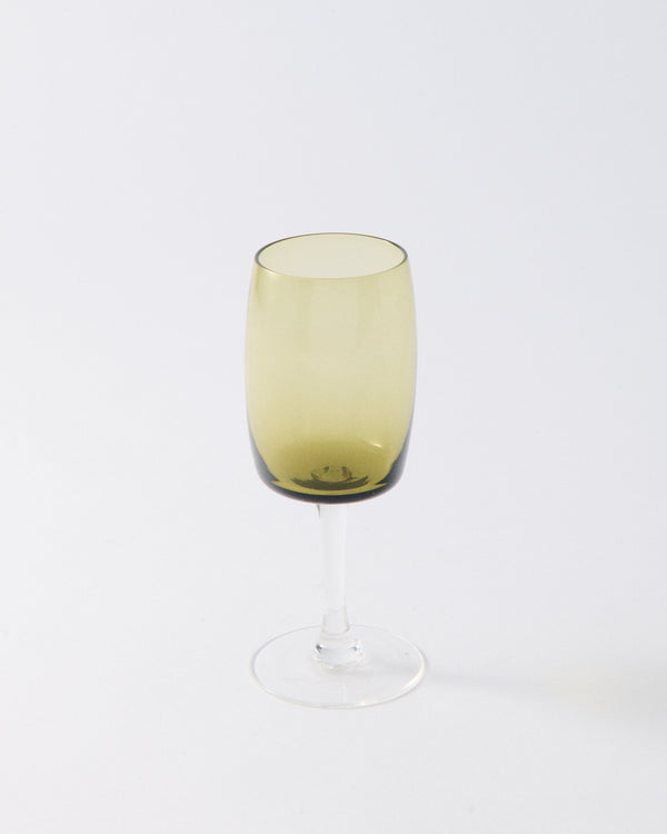 1970s Olive Green Curved Wine Glass