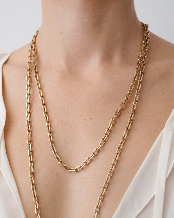 Extra Long Gold Link Necklace