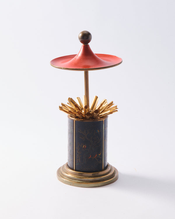 Etched Pastoral Pagoda Cigarette Dispenser