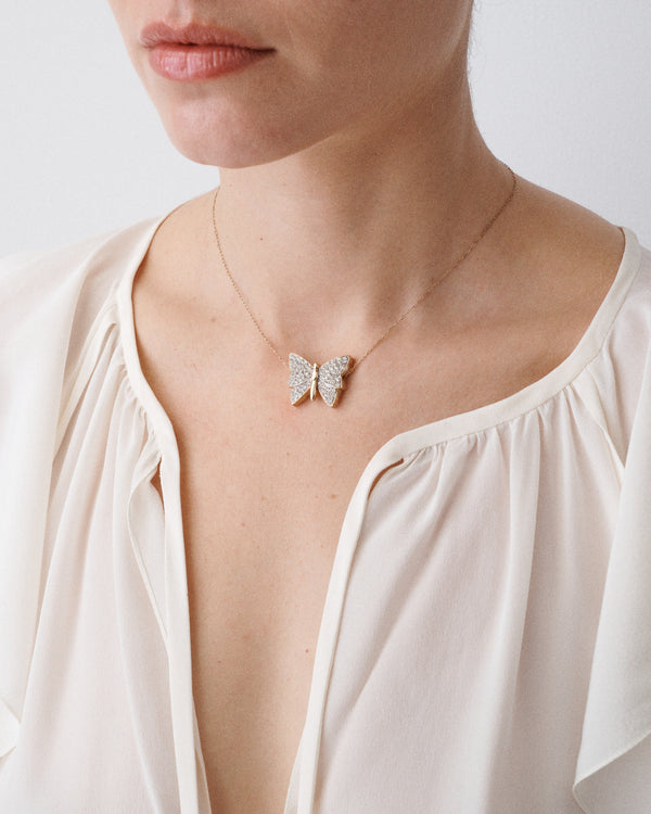 Dainty Rhinestone Butterfly Necklace