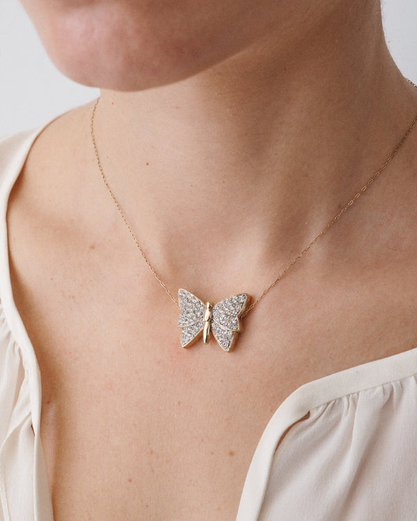 Dainty Rhinestone Butterfly Necklace