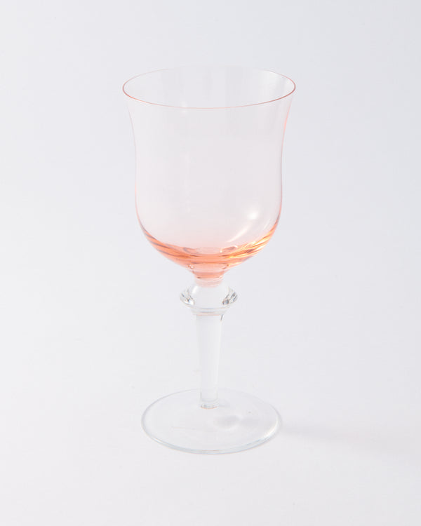1960s Polish Light Pink Crystal Wine Glass