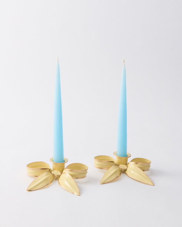 Yellow Bow Candle Holder Set of Two