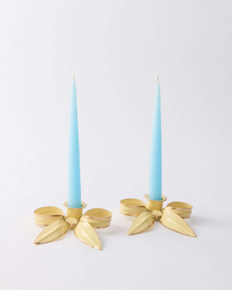 Yellow Bow Candle Holder Set of Two