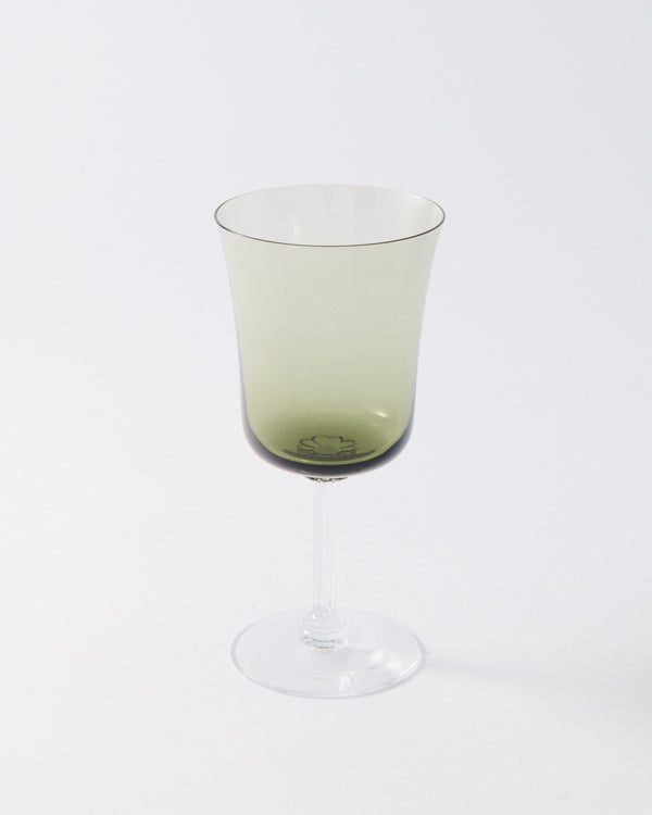 1950s American Olive Green Princess Stem Wine Glass