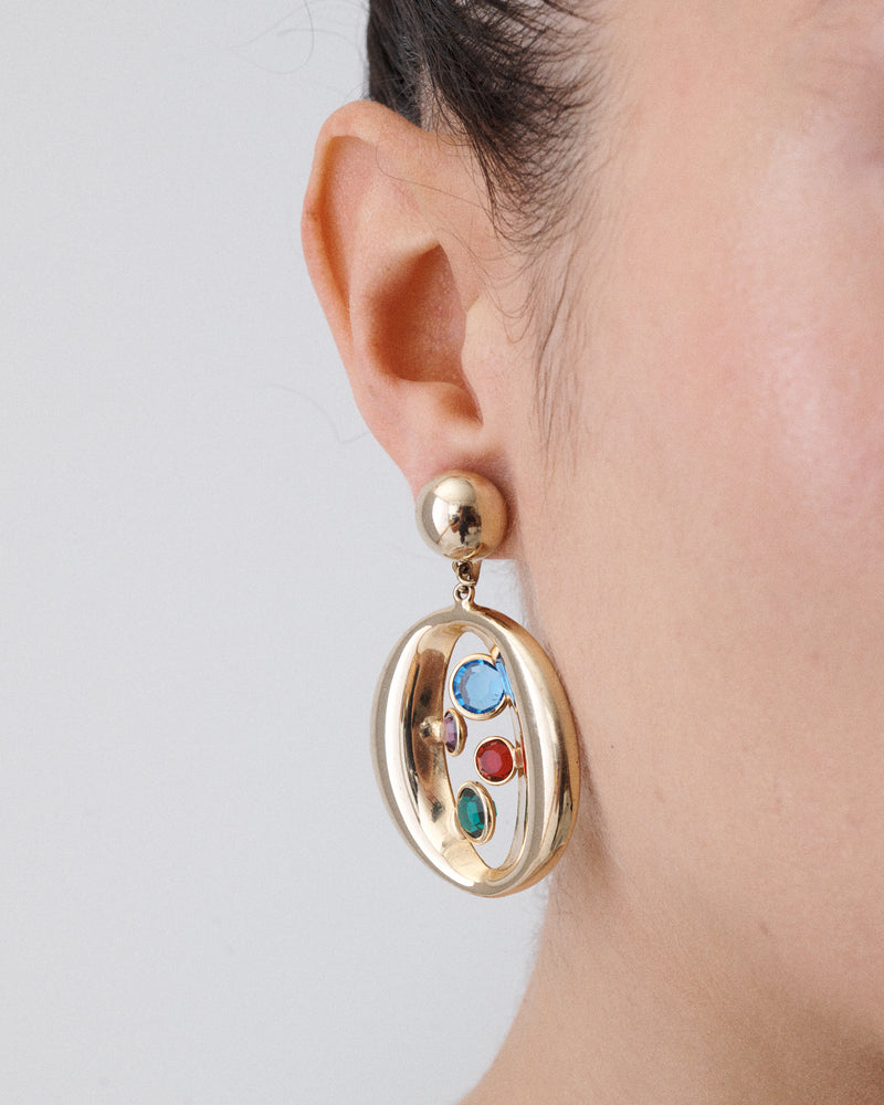 Colorful Gem Clip-On Earrings