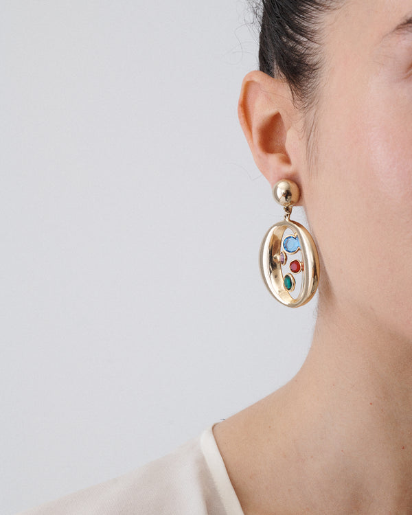 Colorful Gem Clip-On Earrings