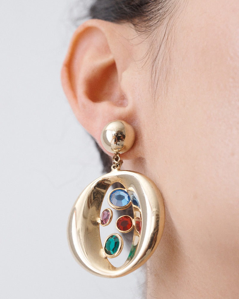 Colorful Gem Clip-On Earrings