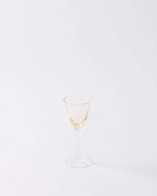 1930s American Topaz Yellow Starburst Stem Cordial Shot Glass