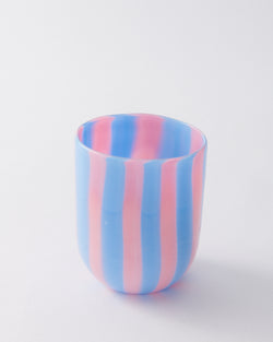 Pink & Lilac Candy Striped Murano Glass Tumbler
