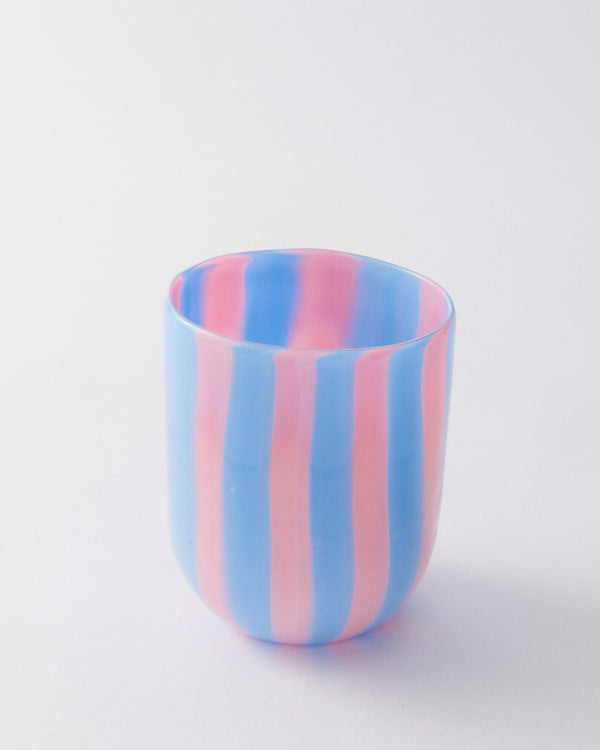 Pink & Lilac Candy Striped Murano Glass Tumbler