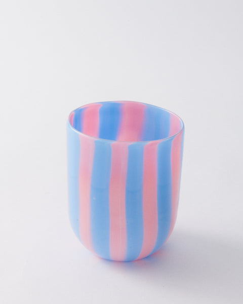 Pink & Lilac Candy Striped Murano Glass Tumbler