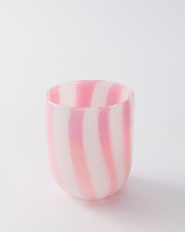 Pink Candy Striped Murano Glass Tumbler