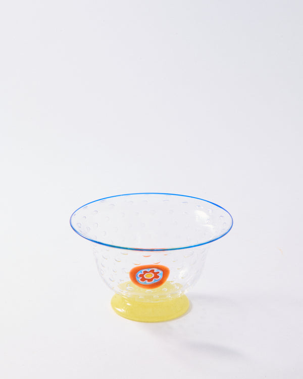 Murano Millefiori Yellow, Orange & Blue Bowl