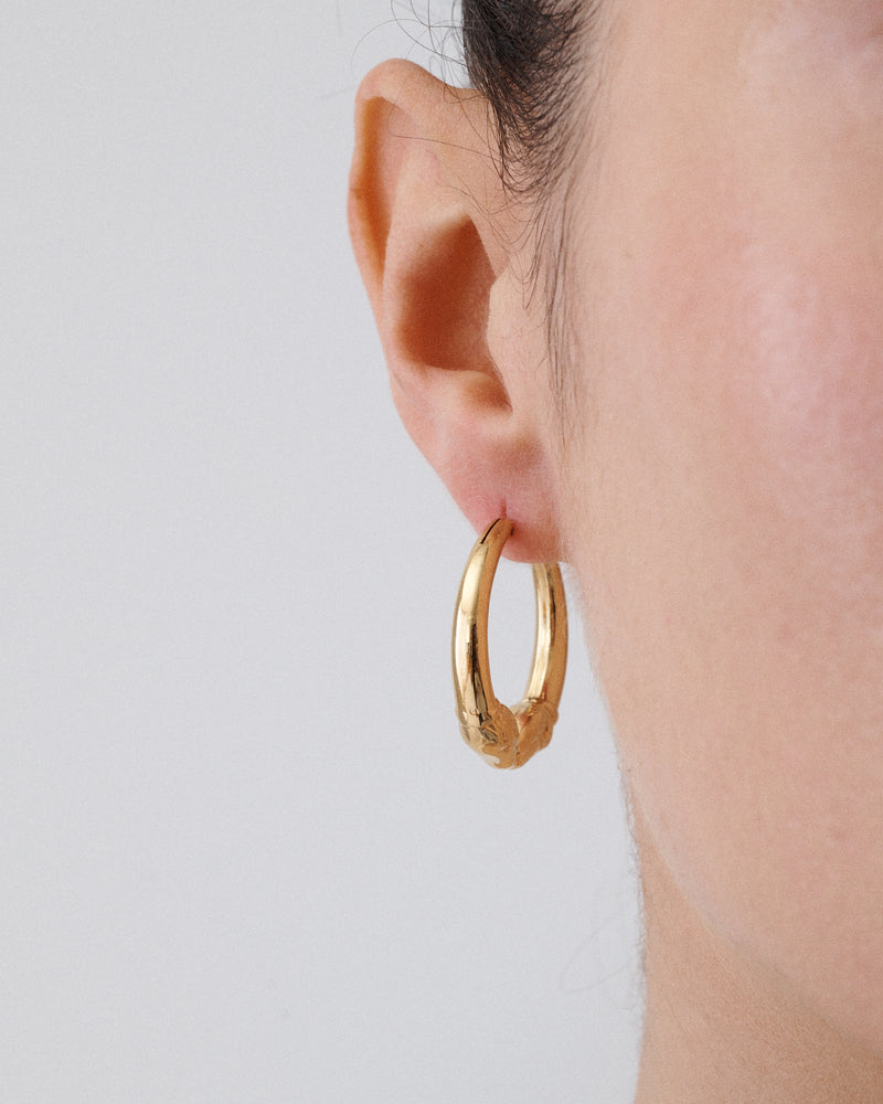 Gold Ram Head Hoop Earrings