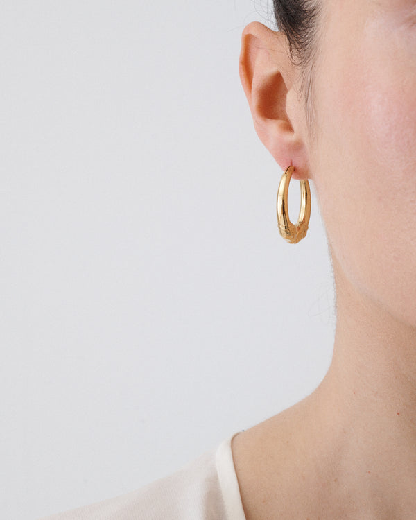 Gold Ram Head Hoop Earrings