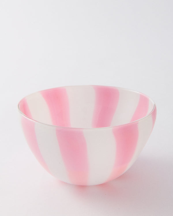 Pink Candy Striped Murano Glass Bowl