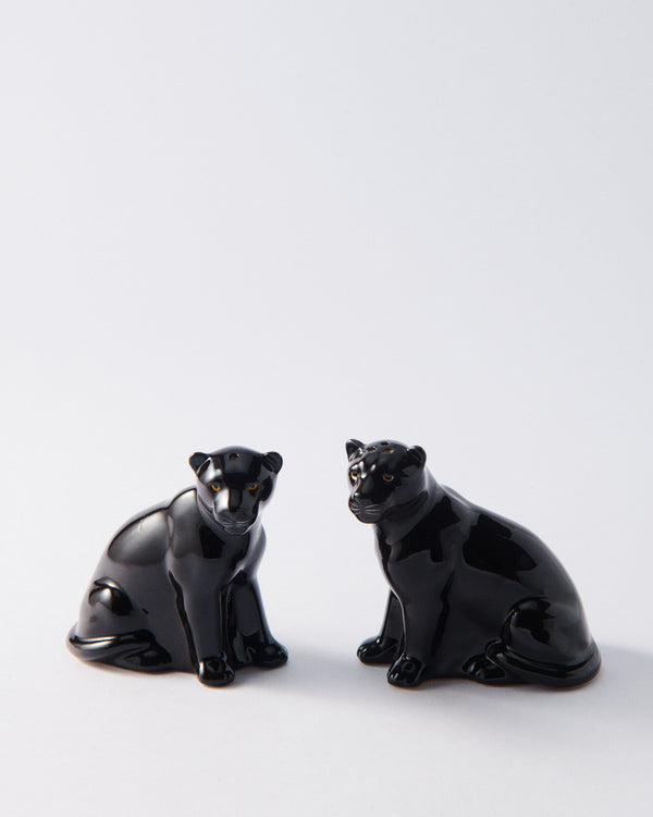 Handmade Ceramic Panther Salt & Pepper Shakers