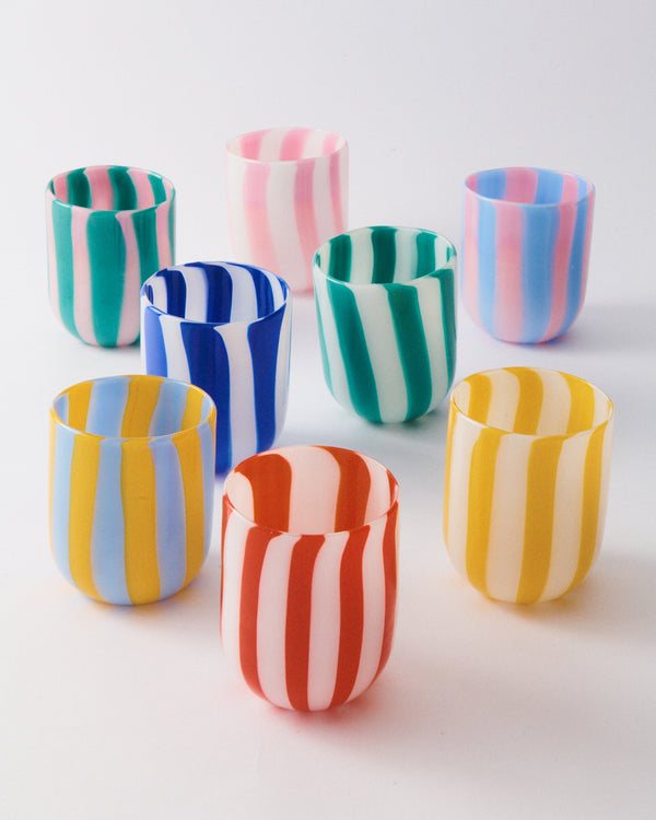 Pink & Green Candy Striped Murano Glass Tumbler