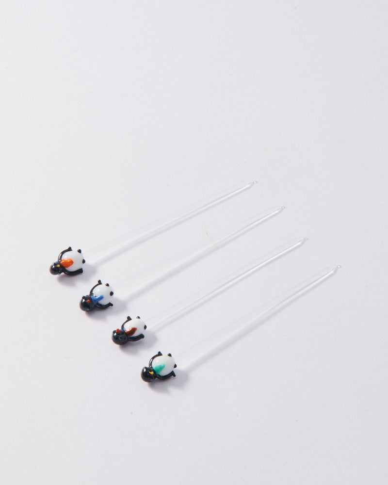 German Glass Cozy Penguin Cocktail Pick, Sold Individually