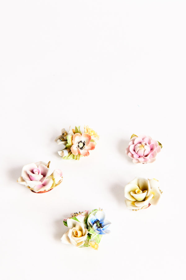 Italian Porcelain Flower Table Decoration Set of Five