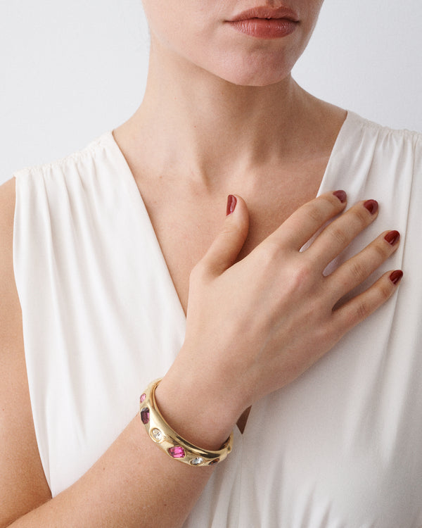 Chunky gemstone cuff bracelet