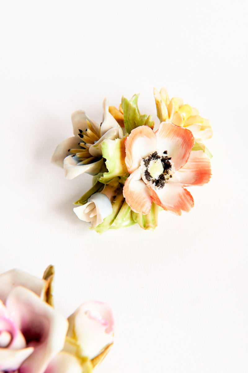 Italian Porcelain Flower Table Decoration Set of Five