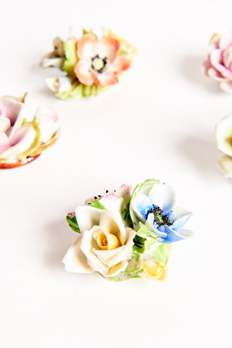 Italian Porcelain Flower Table Decoration Set of Five