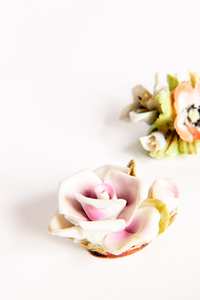 Italian Porcelain Flower Table Decoration Set of Five