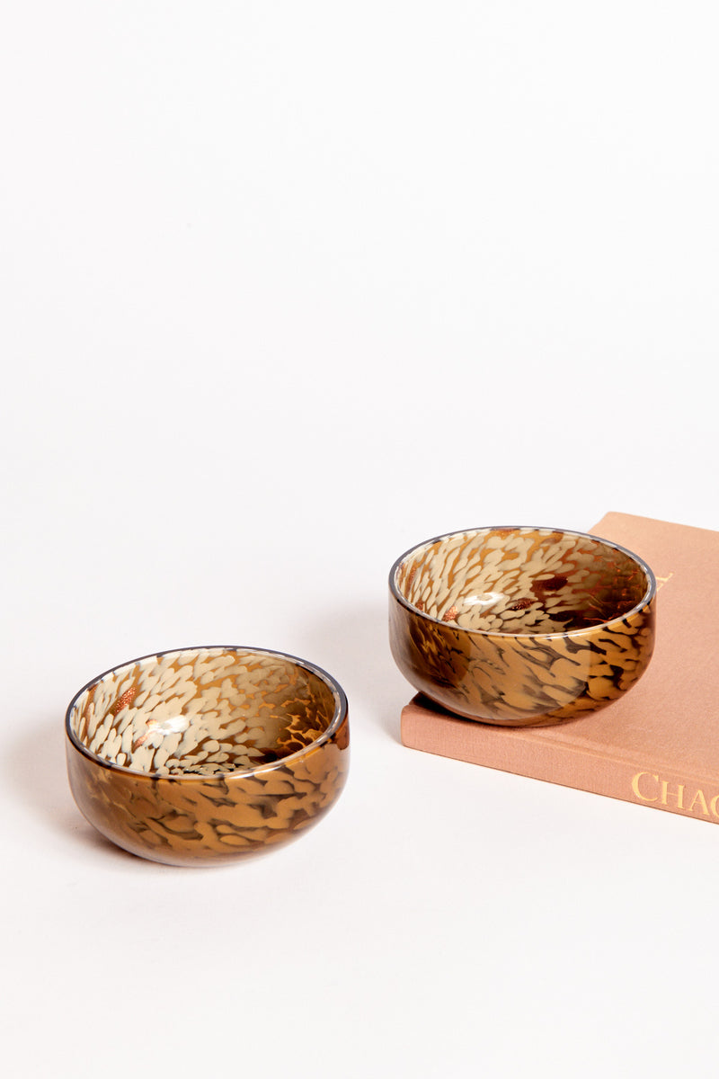 Murano Swirled Spatter Glass Bowl Set of Two