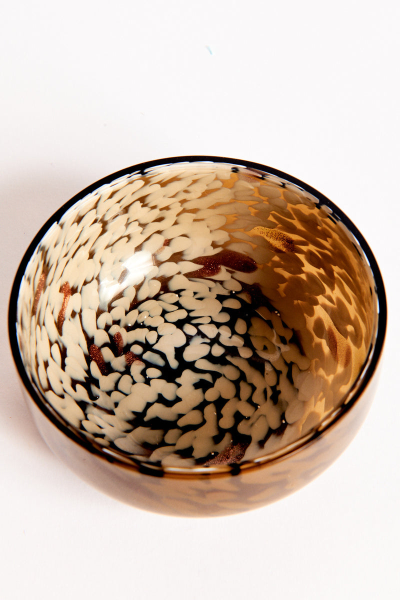 Murano Swirled Spatter Glass Bowl Set of Two
