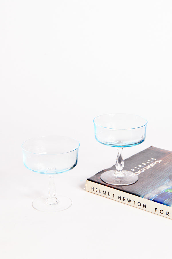 Light Aquamarine Cocktail Glass Set of Two