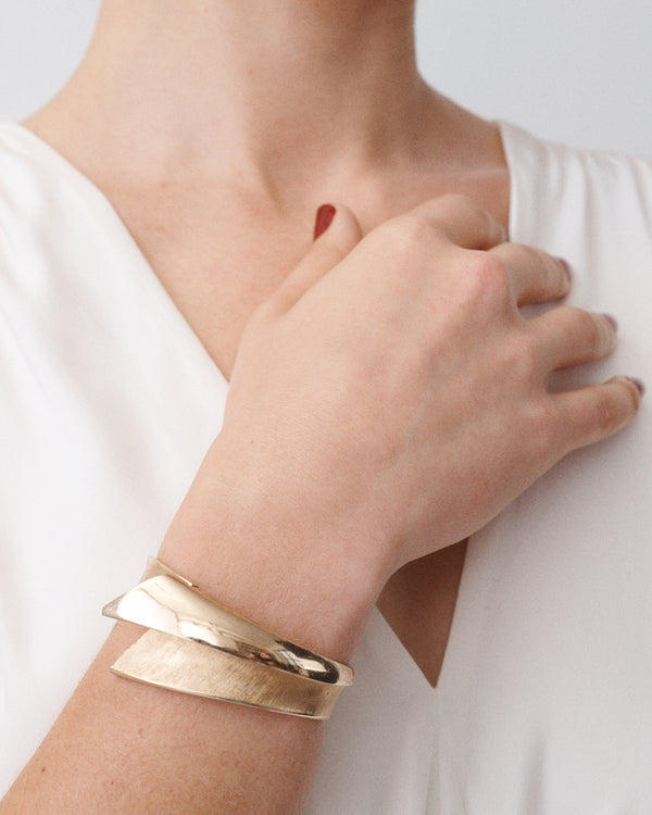 Brushed Gold Clamp Bangle