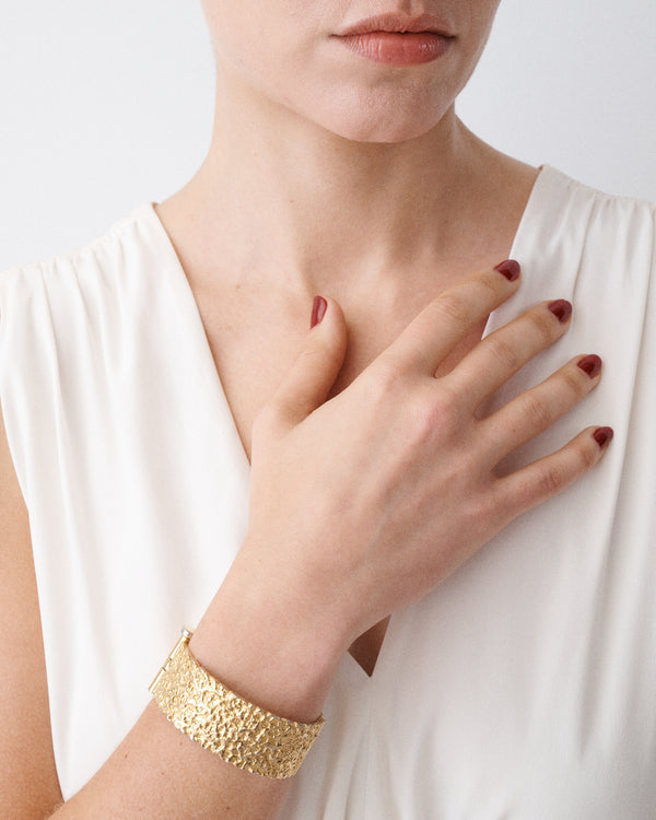 Chunky Textured Gold Cuff Bracelet