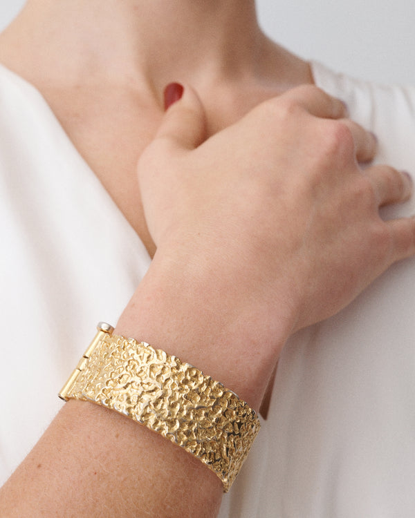 Chunky Textured Gold Cuff Bracelet
