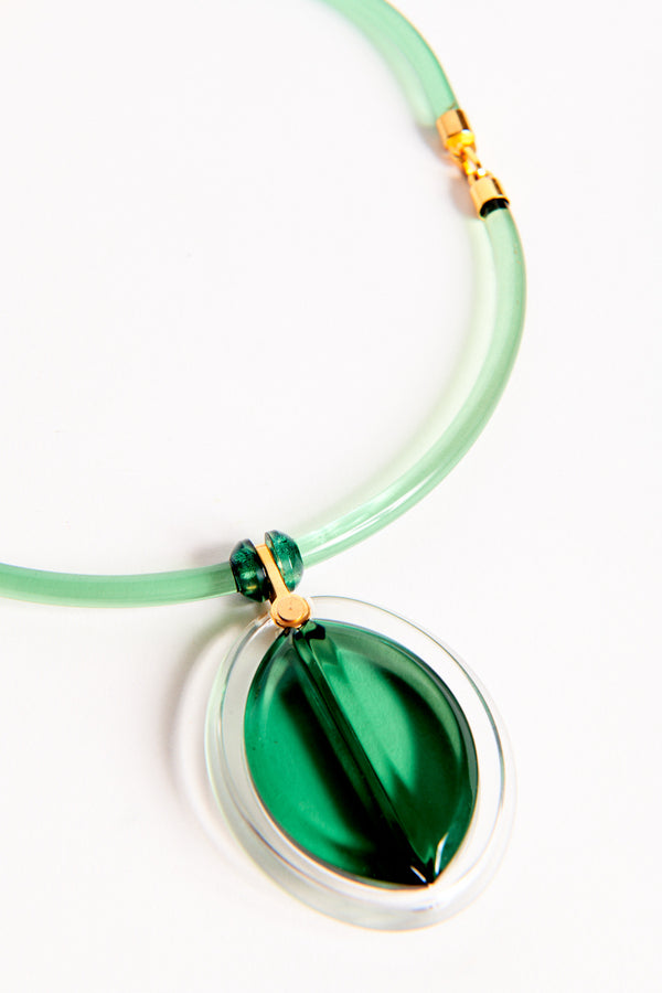 Green Florentine Resin Necklace