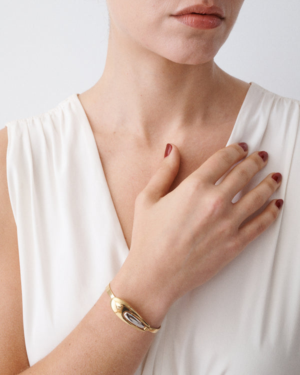 Gold and Silver Oval Hinge Bracelet