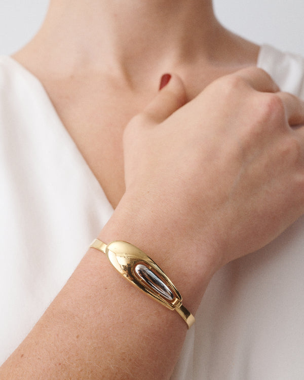 Gold and Silver Oval Hinge Bracelet