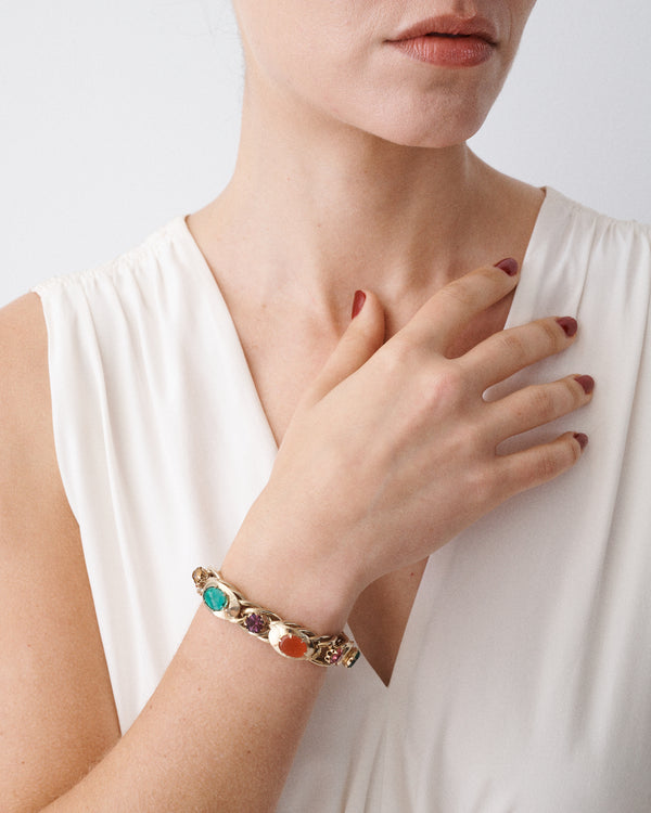 Colorful Rhinestone Safety Chain Bracelet