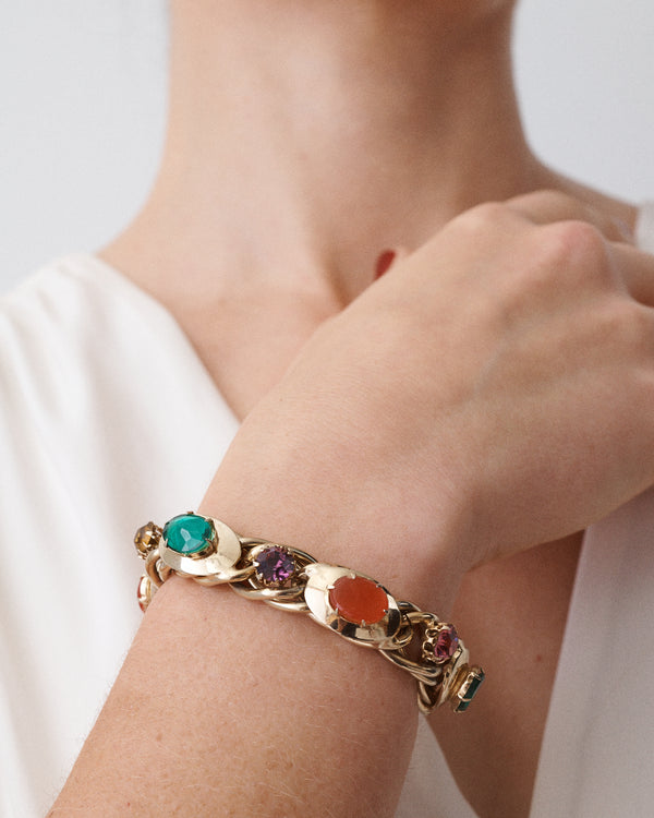 Colorful Rhinestone Safety Chain Bracelet