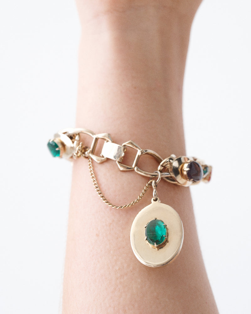 Colorful Rhinestone Safety Chain Bracelet